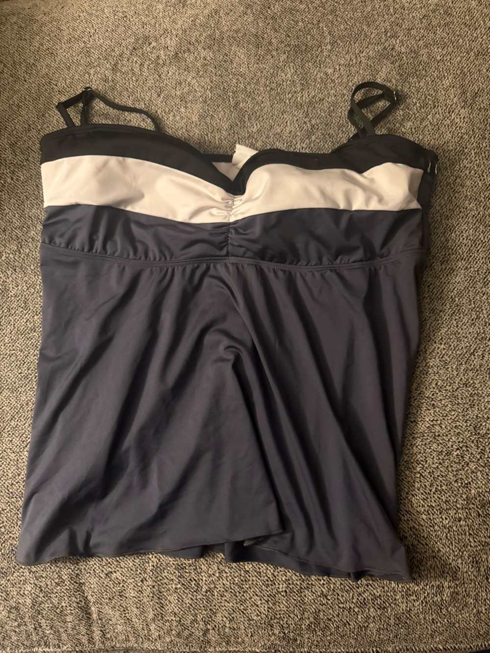 Gray and White Women’s Tankini Swim Top